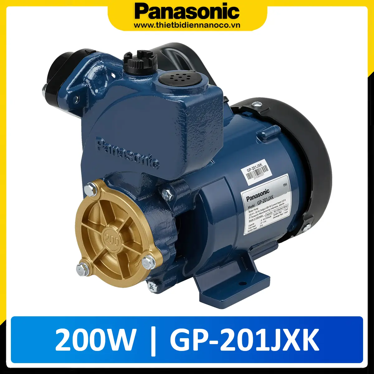 Máy bơm nước Panasonic 200W GP-201JXK-SV5 | Dây điện 12.5cm