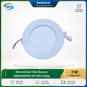 Đèn LED âm trần Nanoco NSD076W90 7W viền trắng