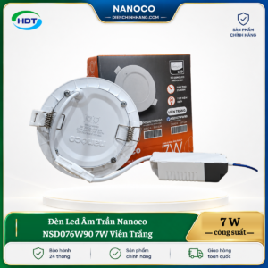 Đèn LED âm trần Nanoco NSD076W90 7W viền trắng